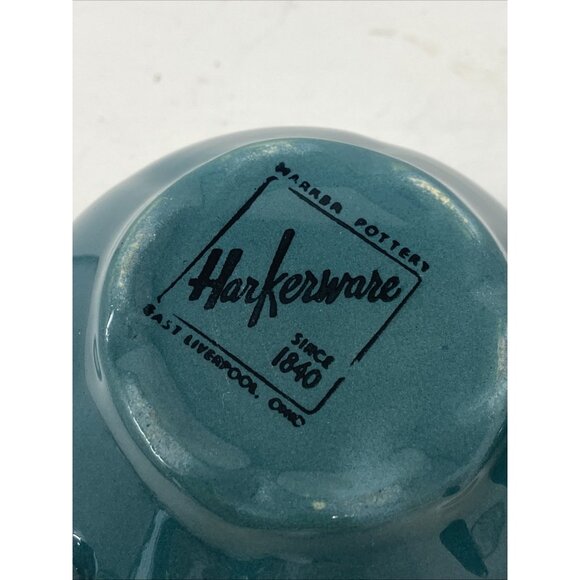 Harker Corinthian Dark Teal Green Sugar  Creamer Gadroon Edge Vintage Harkerware - Picture 11 of 12